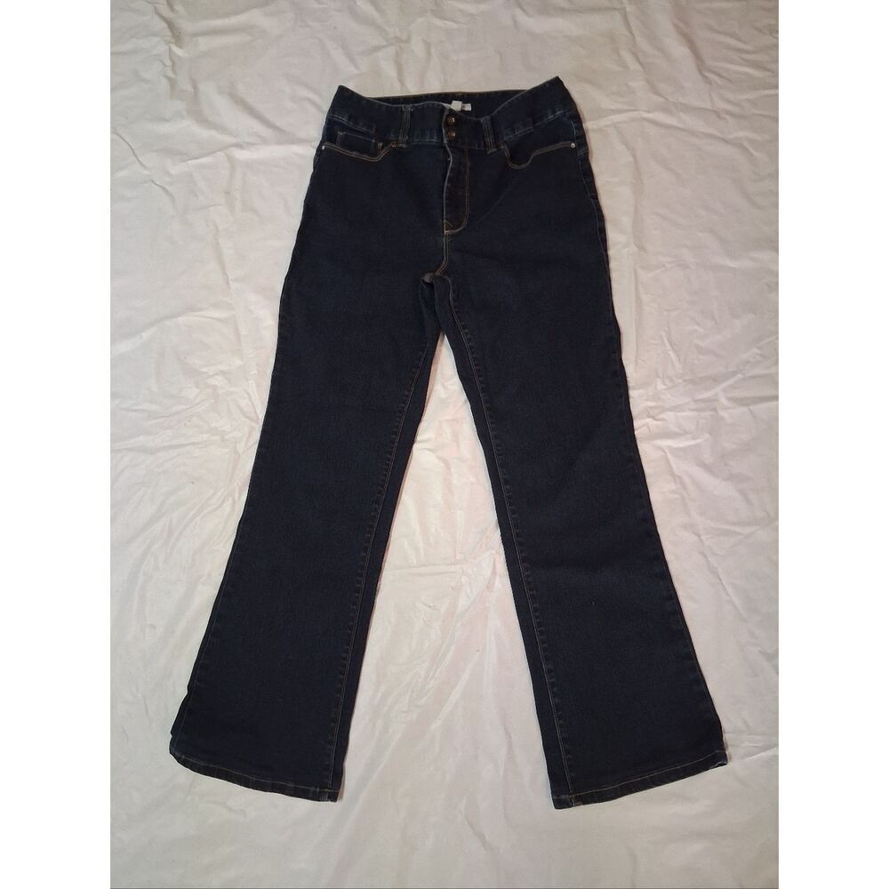 Boston Proper Dark Blue Flared Denim Jeans Sz 10 Preowned